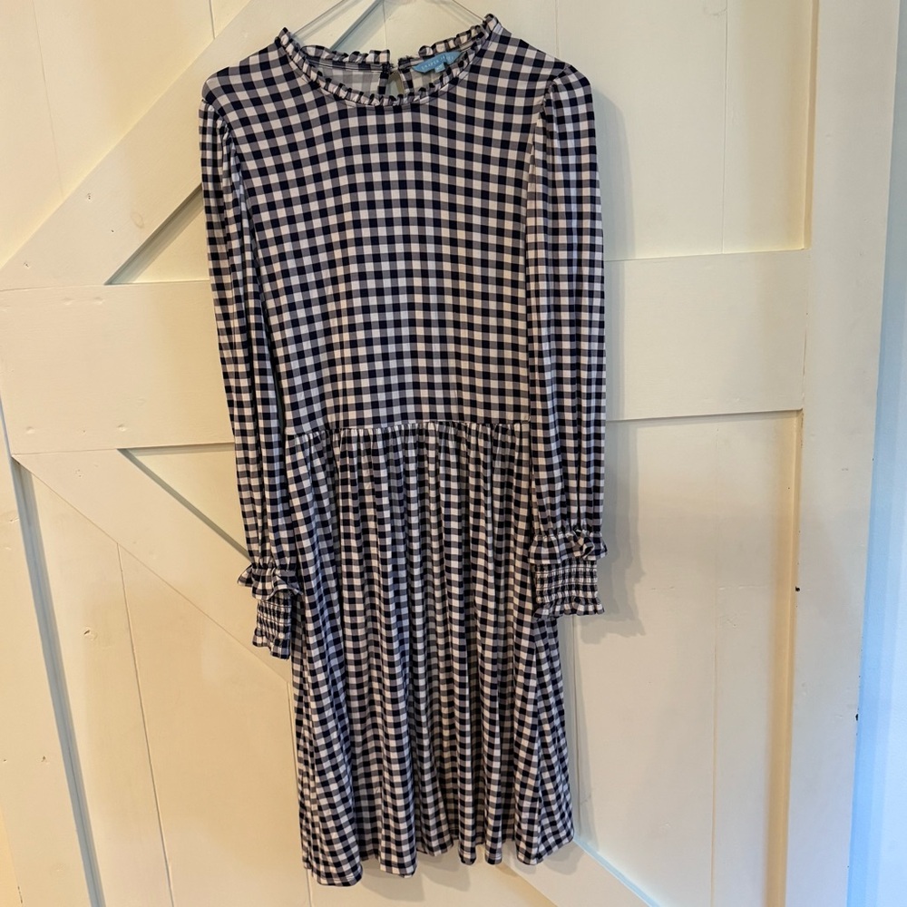 Draper James Black and White Gingham Midi Dress
